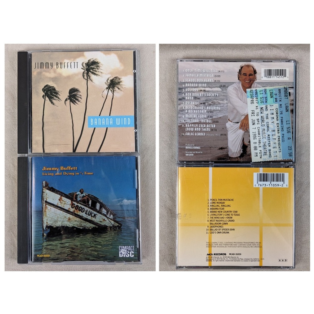 2 Jimmy Buffet CDs Banana Wild Living And‎ Dying In 3/4 Time W/ 1996 Ticket Stub